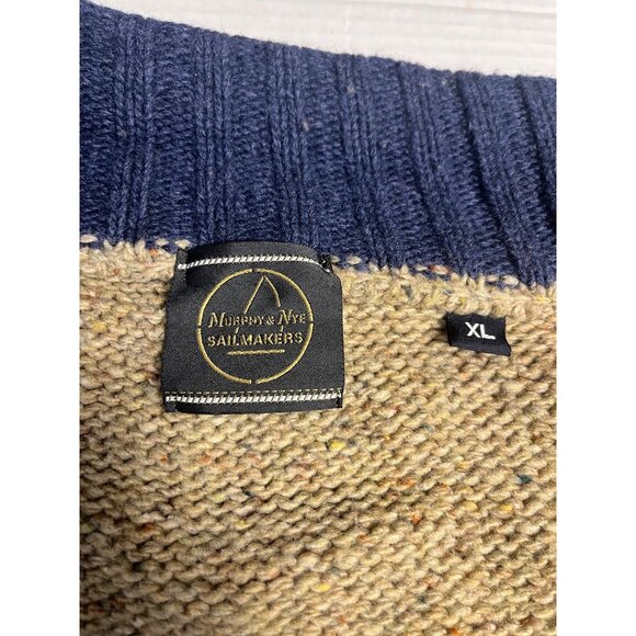 Murphy & Nye Sailmakers Beige Wool Blend Zip-Up Sweater XL Mens Made In Italy - Picture 3 of 14